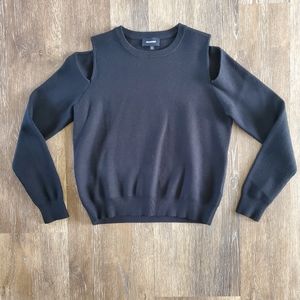 Monrow Black Long Sleeve Cold Shoulder Top Size Small